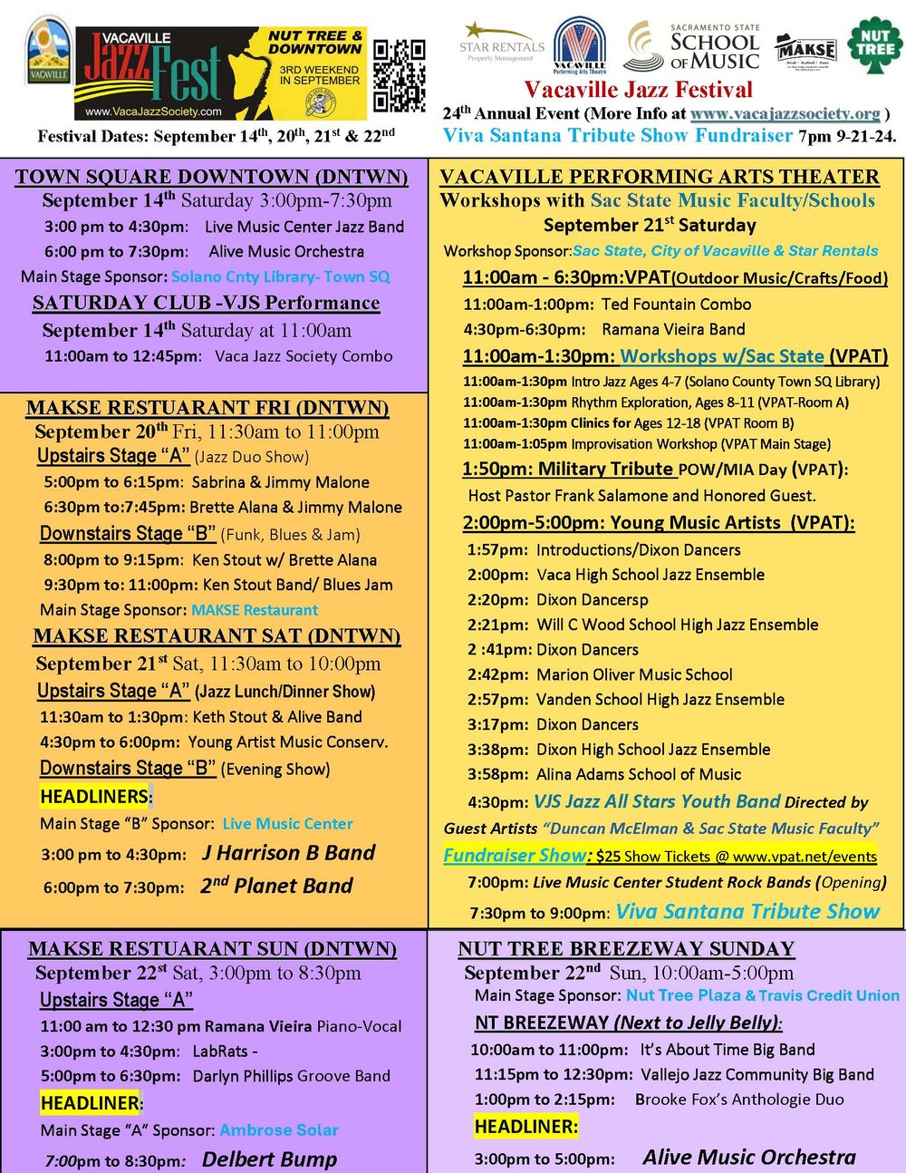 Vacaville Jazz Festival 2024 schedule